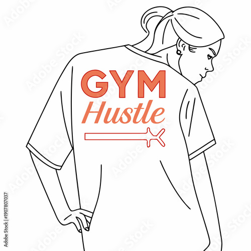 Woman wearing gym hustle t shirt