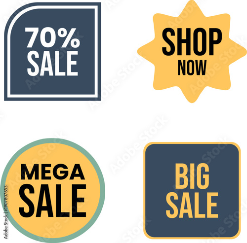 Vibrant sale stickers for business promotions and discounts