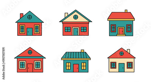 Guest House Line art filled color trendy design