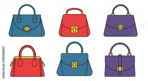 Handbag Line art colorful digital illustration