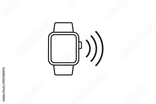Smartwatch with signal waves emitting from it on transparent background