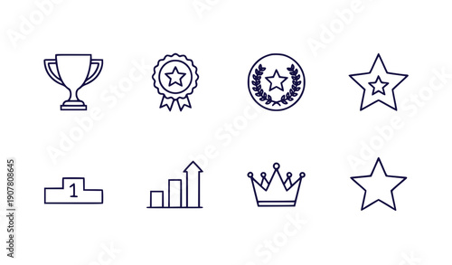 Award and achievement icons set in flat design vector illustration