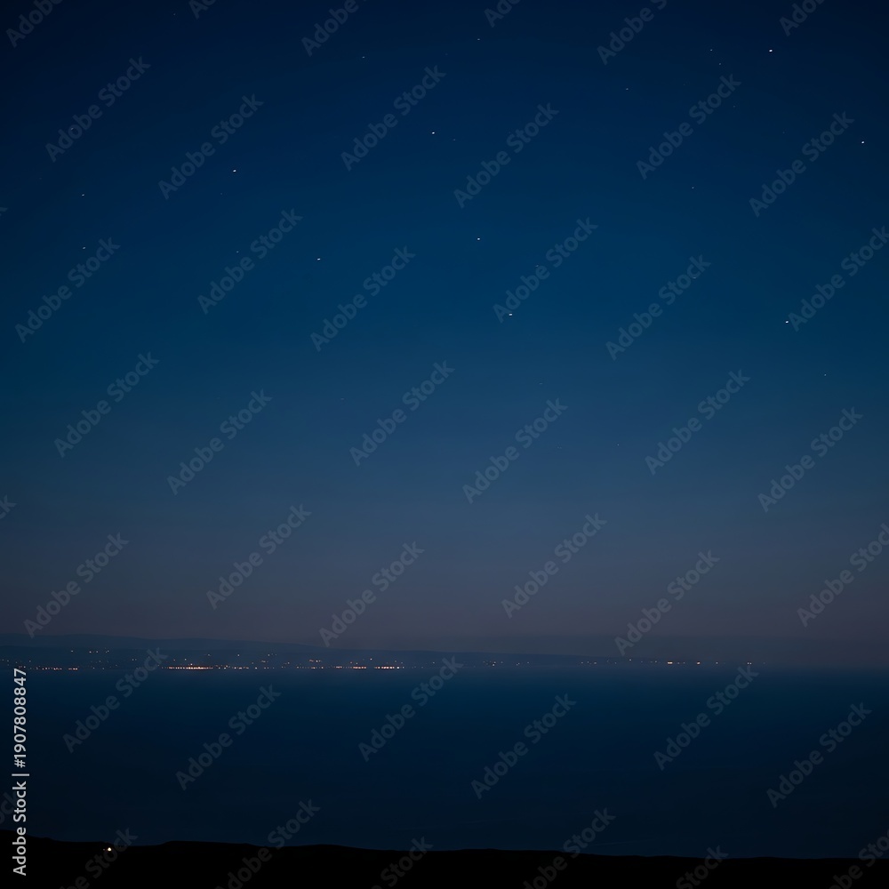 Fototapeta premium Dark blue sky with distant lights.