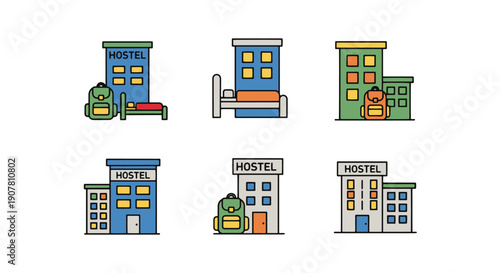 Hostel Line art color modern style