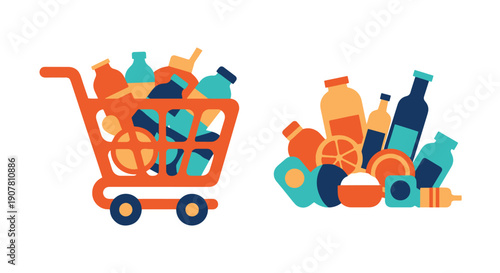 Hypermarket Line art color filled abstract design