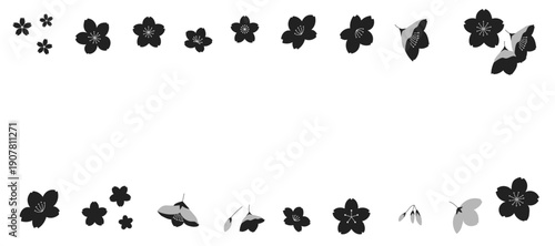 色々な形の桜のフレームイラスト　コピースペース