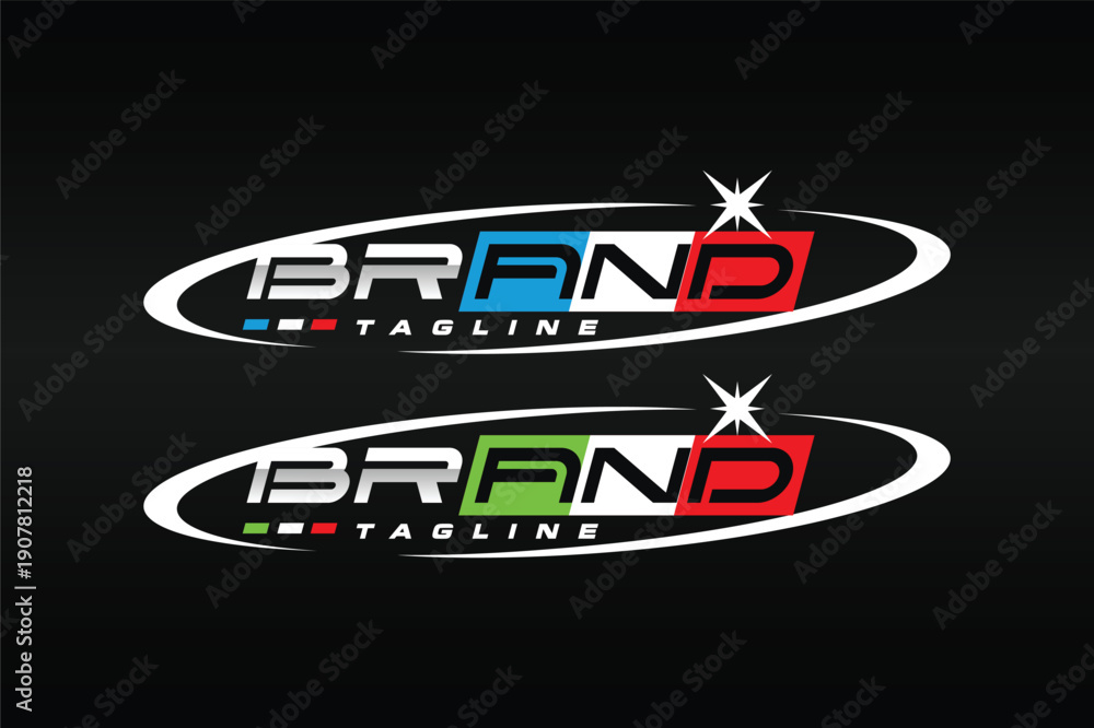 Fototapeta premium Italian flag text and French logo
