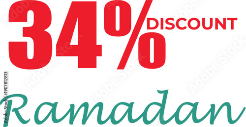 Wallpaper Mural Ramadan sale banner with red 34% discount isolated on white background, Vector, illustration Torontodigital.ca