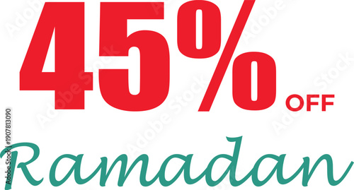 Wallpaper Mural Ramadan sale banner with red 45% off discount isolated on white background, Vector, illustration Torontodigital.ca