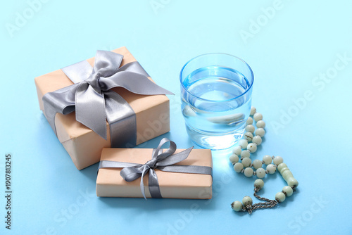 Glass of water, tasbih and ...