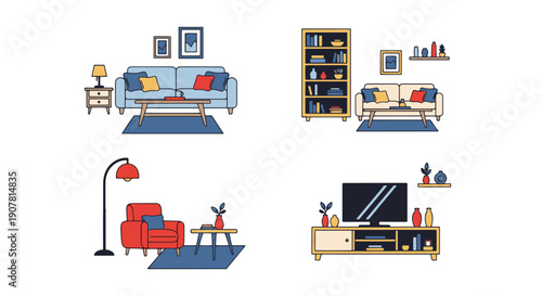 Living Room Line art graphic illustration
