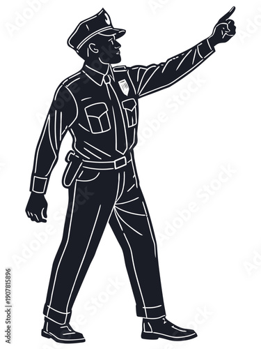 police officer pointing silhouette

