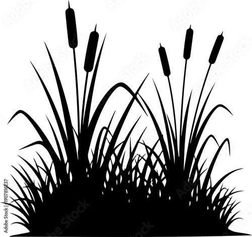 Grass and reeds silhouette vector illustration