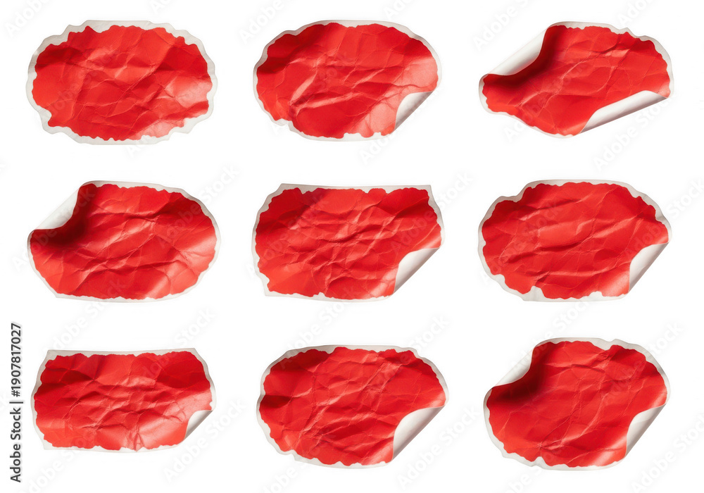 Fototapeta premium Collection of red lipstick smears and swipes isolated on transparent background
