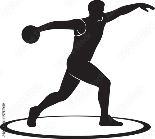 Discus thrower standing in the circle