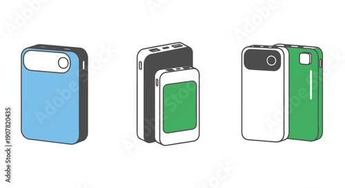 Power Bank Line art color filled abstract design