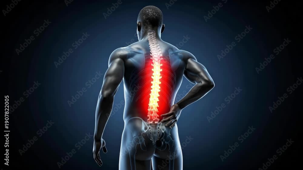 custom made wallpaper toronto digitalAnatomical illustration of a man experiencing lumbar pain with a highlighted spine
