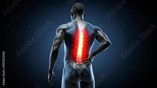 Wallpaper Mural Anatomical illustration of a man experiencing lumbar pain with a highlighted spine Torontodigital.ca