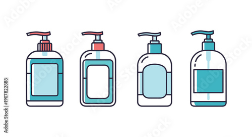 Sanitizer Line art color simple design