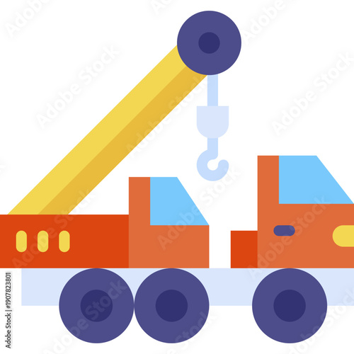 Tow Truck Crane with Hook Vector Icon