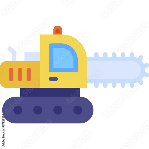 Trencher Heavy Construction Machinery Vector Icon illustration