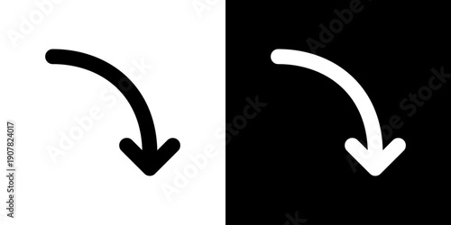 太めの右下向きカーブ矢印 (ベクター)