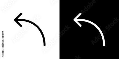 繊細でモダンな、スリムなラインの曲線矢印アイコン (ベクター)