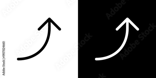 細めの右上向きカーブ矢印アイコン (ベクター)