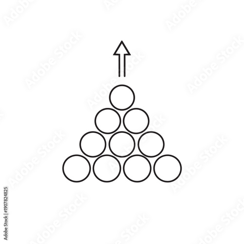 pyramid of circles with arrow pointing up  business concept  growth and hierarchy