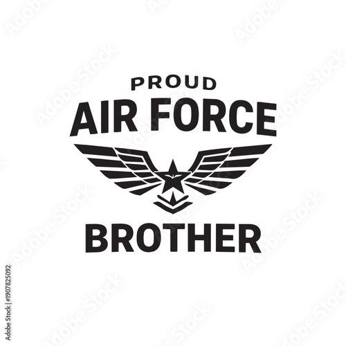Proud air force brother emblem with wings and star symbol