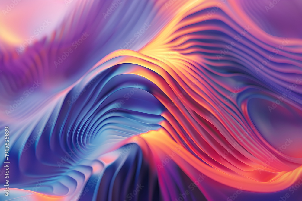 Obraz premium Abstract Flowing Surface Structure Glowing Purple Orange