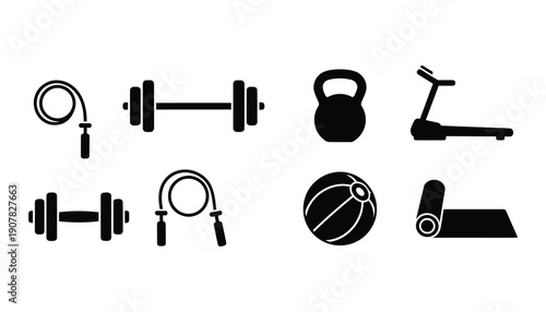 Comprehensive Fitness and Gym Equipment Icon Set