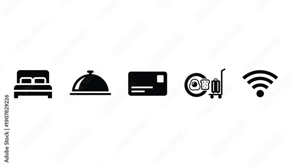 Fototapeta premium Minimalist Black Travel and Lodging Symbols