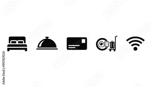 Minimalist Black Travel and Lodging Symbols