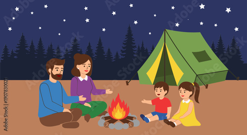 Family Camping Under the Stars