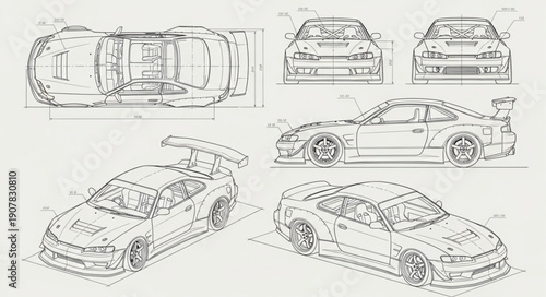 Car Technical Drawings and Sketches.