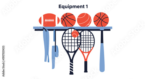 Sports Store Line filled art flat design