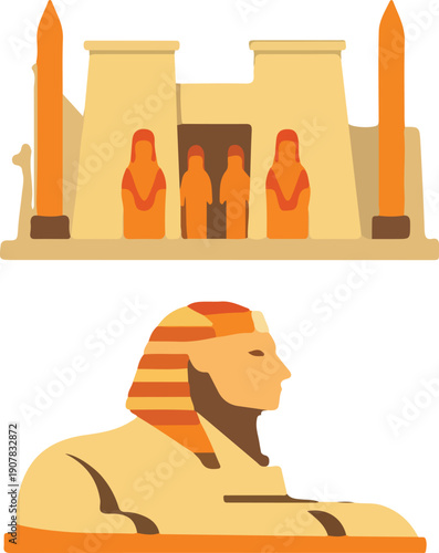 Ancient Egyptian Palace Flat Vector Illustration