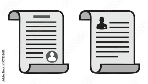 Professional Curriculum Vitae Resume Logo - Minimalist Document Icon with Profile Avatar for Career Services, HR Agencies, and Recruitment Branding