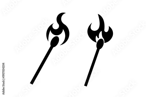 Burning matches icon, vector. matches icon. Lighted matches icon. Fire icon. Smoking.