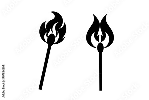 Burning matches icon, vector. matches icon. Lighted matches icon. Fire icon. Smoking.