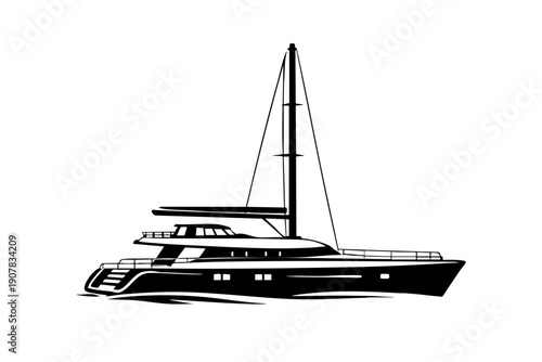 Simplified cutaway-style exterior view of a sailing yacht