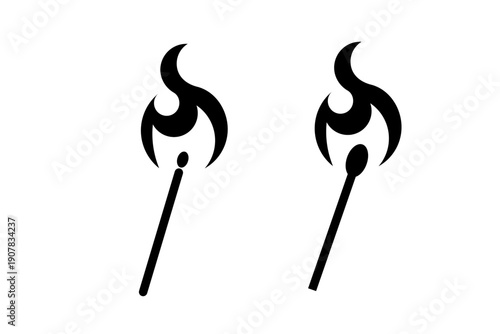 Burning matches icon, vector. matches icon. Lighted matches icon. Fire icon. Smoking.	