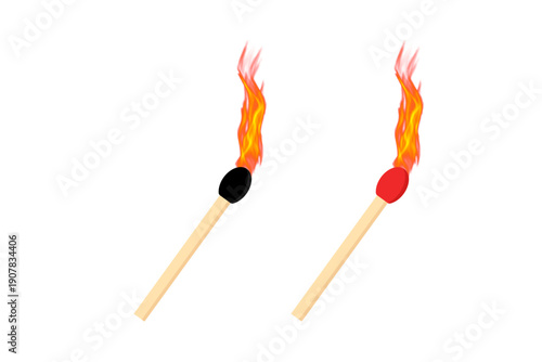Burning matches icon, vector. matches icon. Lighted matches icon. Fire icon. Smoking.