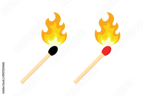 Burning matches icon, vector. matches icon. Lighted matches icon. Fire icon. Smoking.