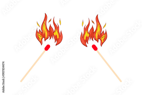 Burning matches icon, vector. matches icon. Lighted matches icon. Fire icon. Smoking.
