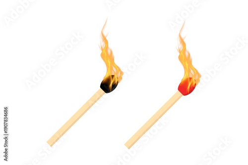 Burning matches icon, vector. matches icon. Lighted matches icon. Fire icon. Smoking.