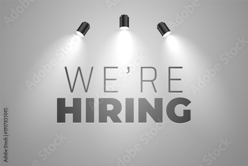 we're hiring job recruitment poster with spot light effect