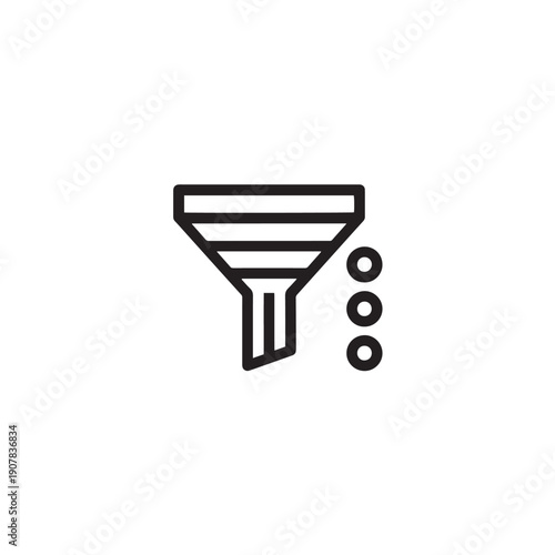 Simple outline icon representing data filtering process with liquid dripping from the bottom spout