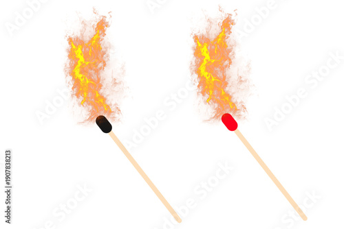 Burning matches icon, vector. matches icon. Lighted matches icon. Fire icon. Smoking.